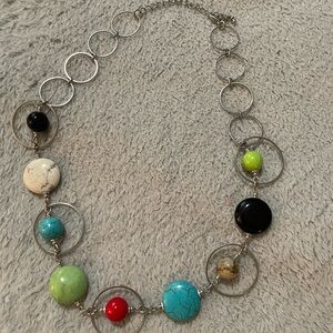 Colorful Beaded Necklace with Silver Accents